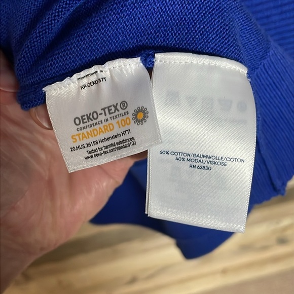 Lands’ End size large cobalt blue open tunic length soft cardigan with pockets - Picture 5 of 8